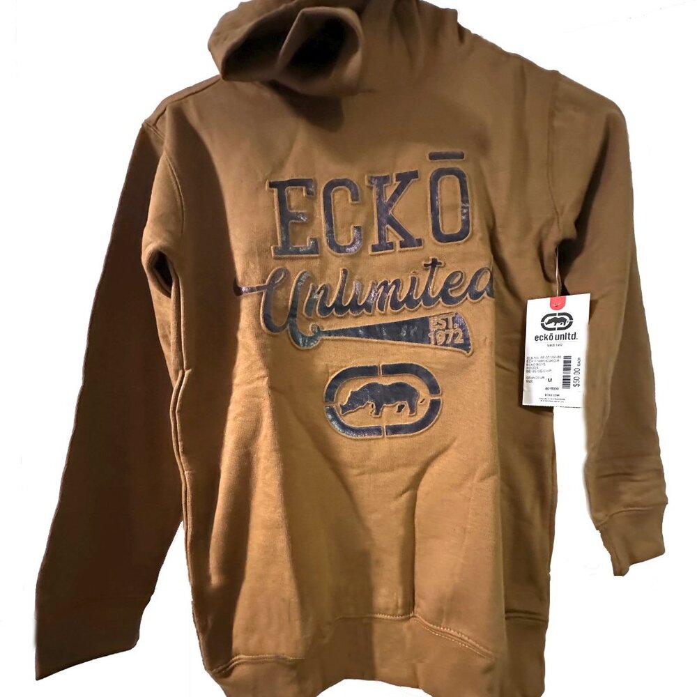 Ecko Unlimited Brown/Beige Unisex Pull Over Hoodie (M)